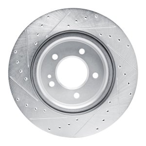 Mercedes-Benz G550 Brake Rotor (1) - Rear Right - R1 Concepts - Drilled & Slotted - Silver - `19-`25